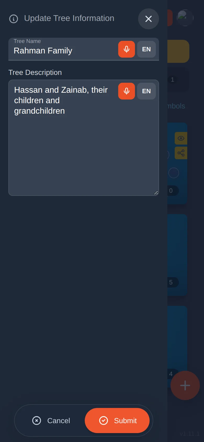 Pencil: change the name and description