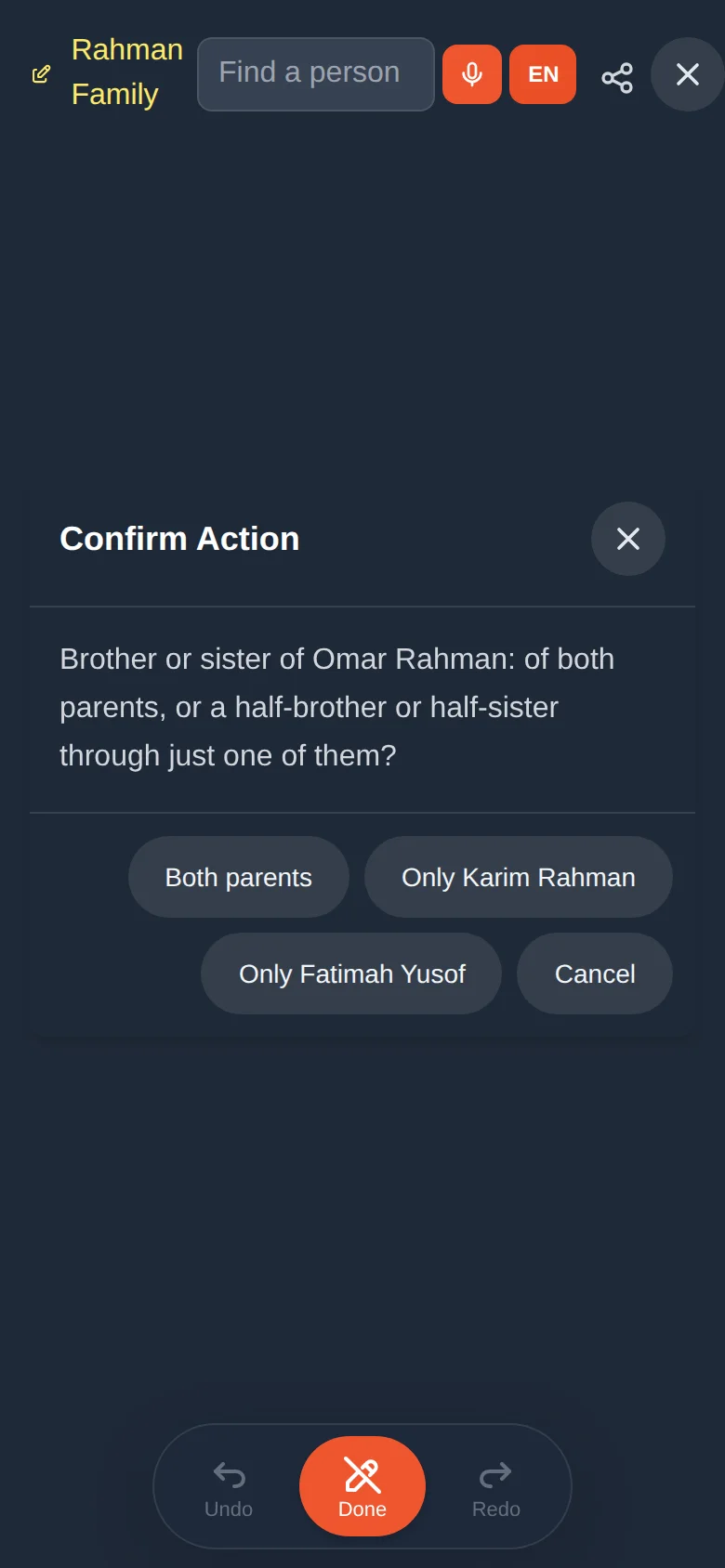 A person with two parents: both parents, or only one