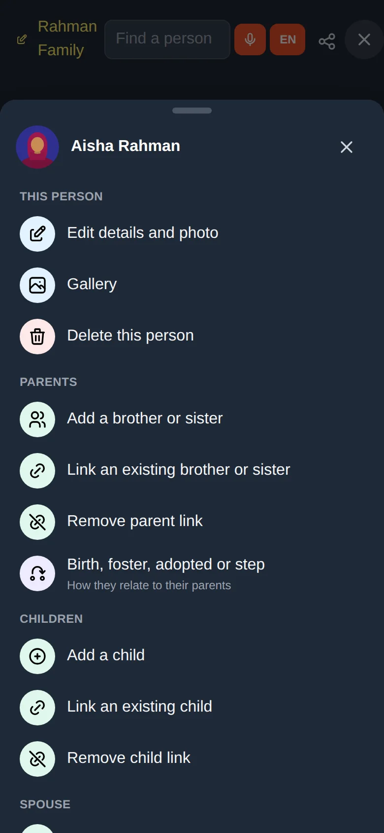 The editing menu on a phone, for Aisha Rahman