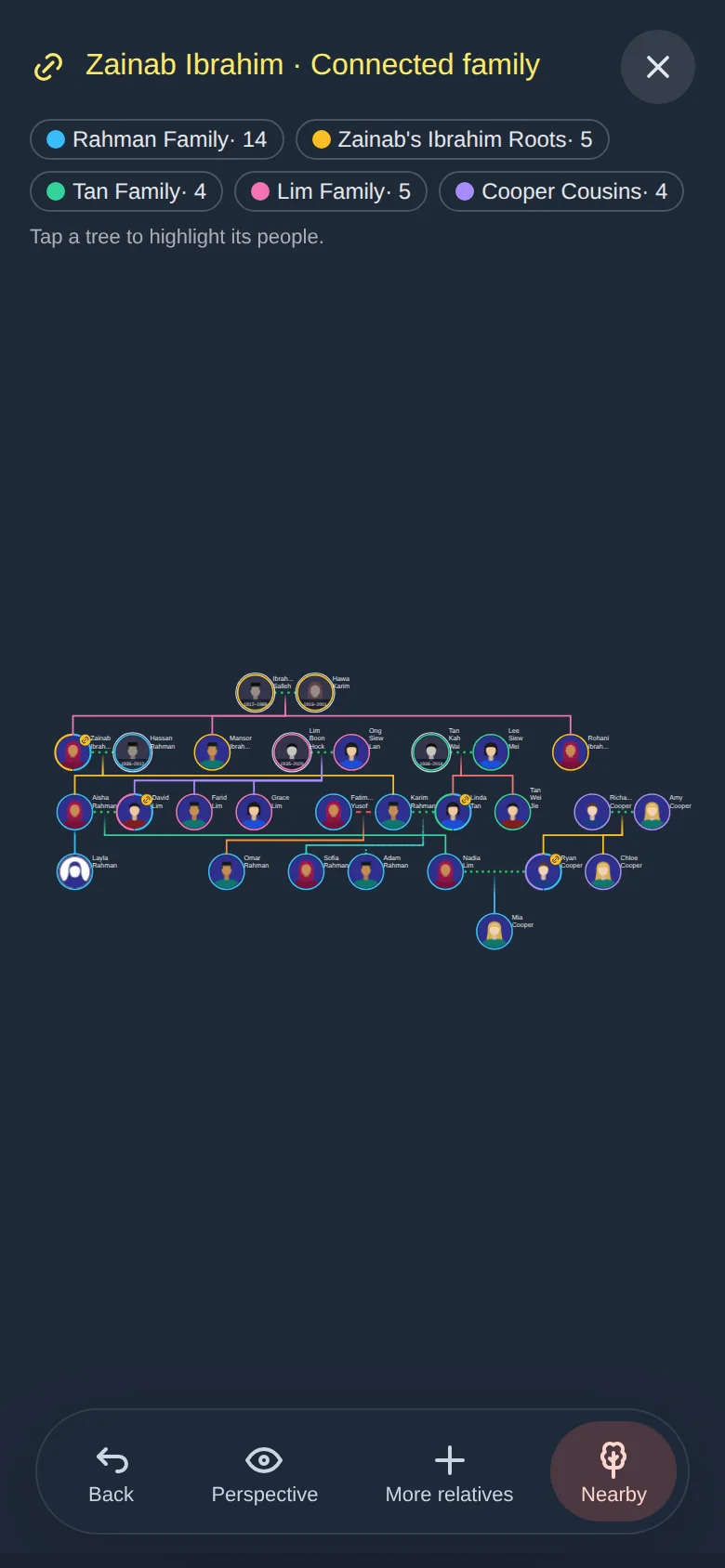 A forest of five trees on one screen