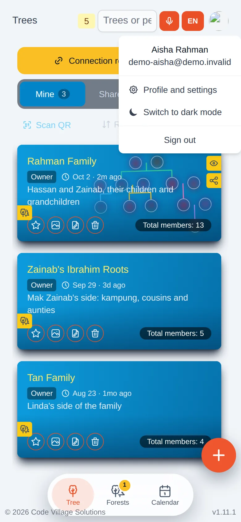 The same list in light mode