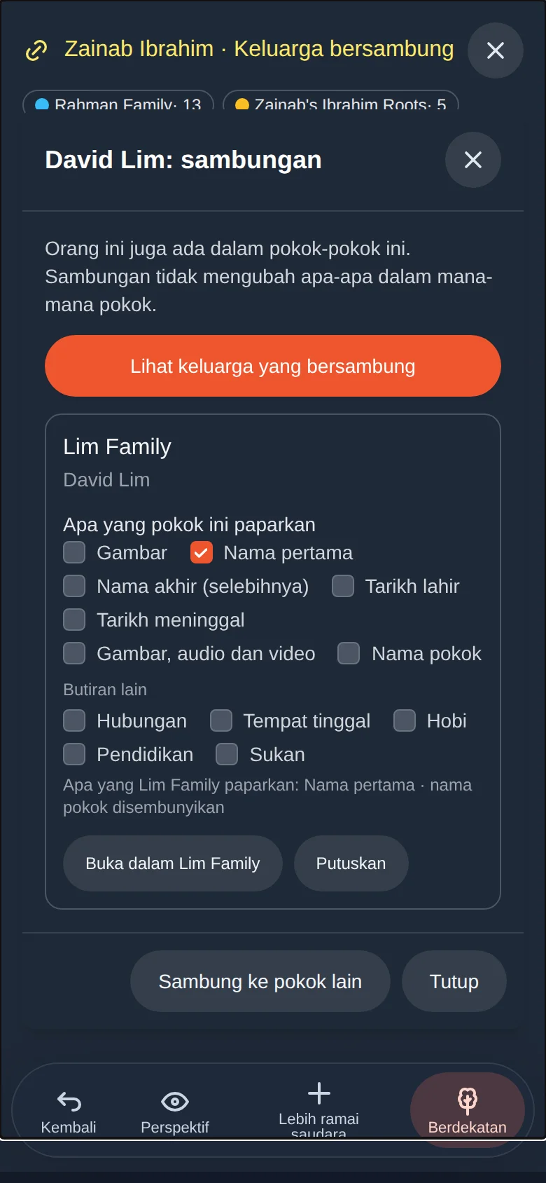 Sambungan seseorang: pokok yang mana, dan apa yang dipaparkan oleh setiap satu