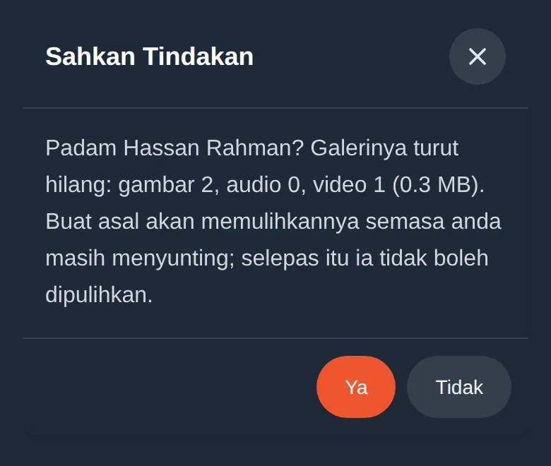 Amaran apabila orang itu mempunyai galeri