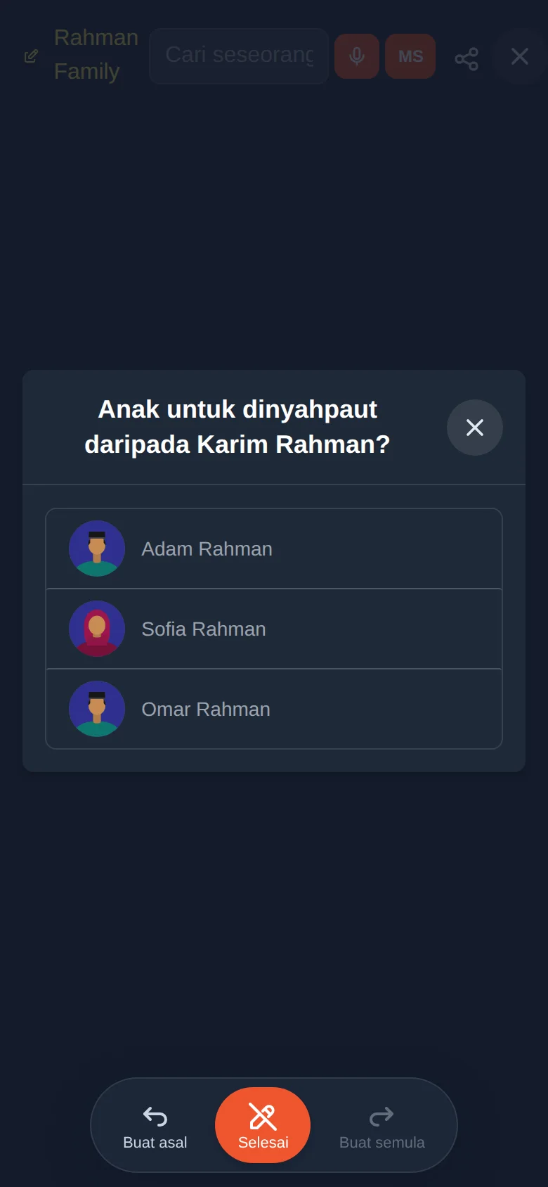 Pilih anak yang mana hendak dinyahpaut