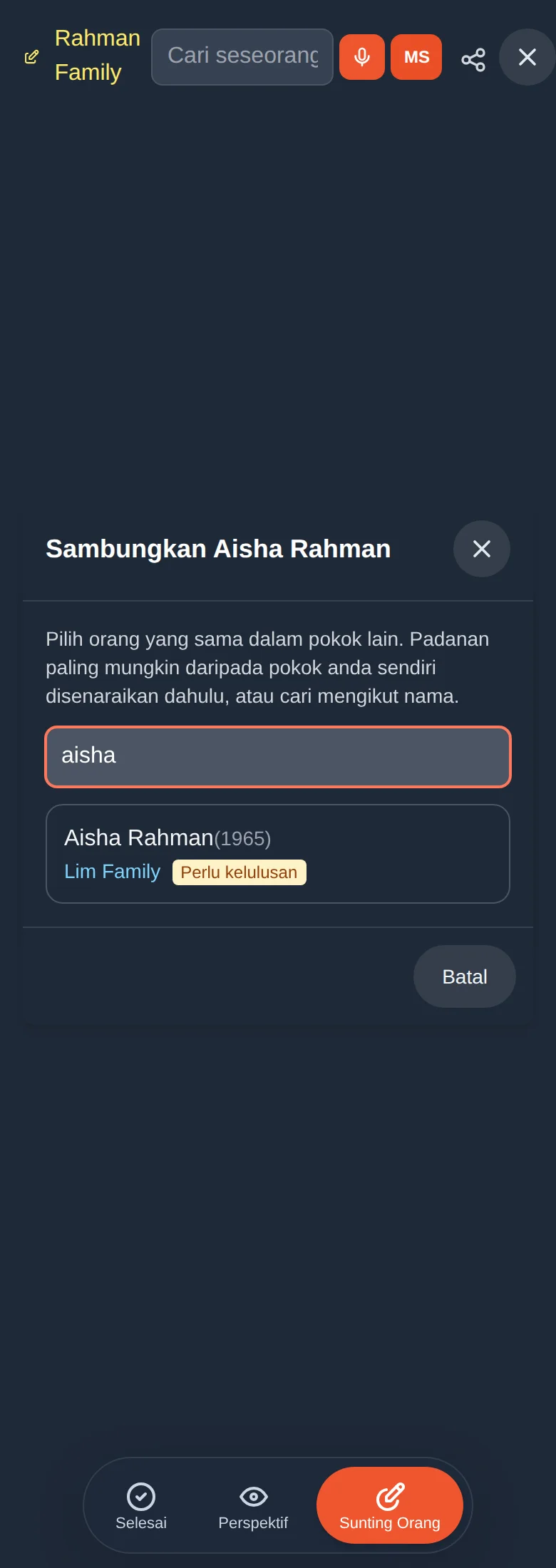 Mencari "aisha": padanan dalam salasilah Lim Family, yang perlu kelulusan