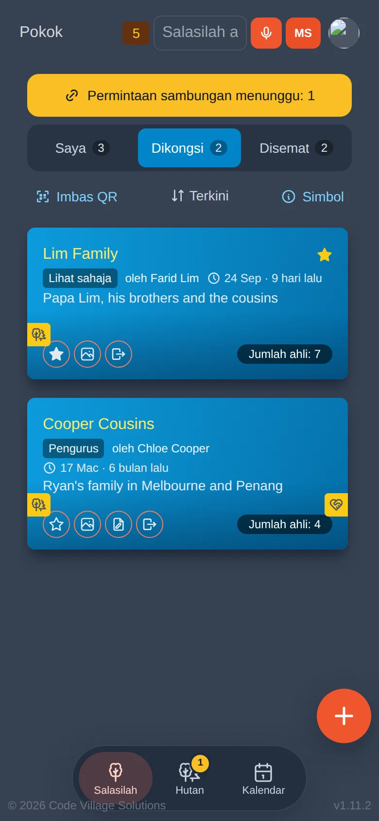 Tab Dikongsi: salasilah yang dikongsi saudara-mara dengan anda