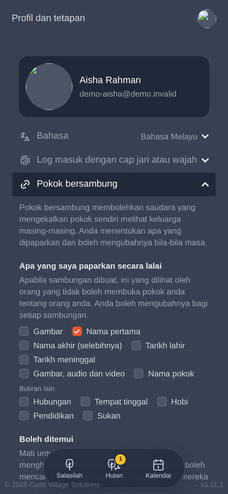 Tetapan Pokok bersambung