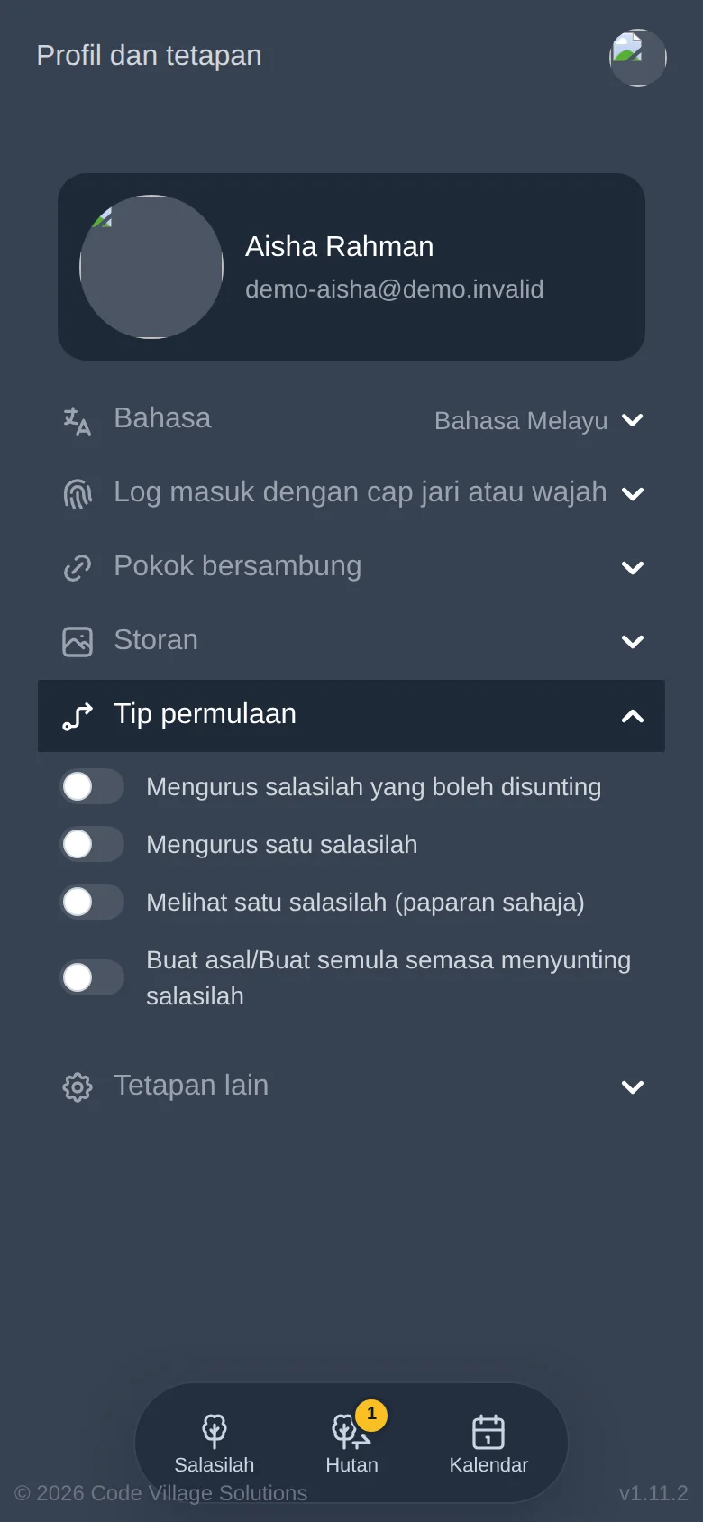 Pilih tip mana yang hendak dipaparkan